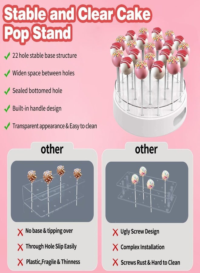 SOVQUEST Cake Pop Holder Double-Layer Round 22 Hole Durable Cake Pop Display Stand for Birthday, Baby Shower, Party Decor ABS and PC Material (2 Pack White - Image 4
