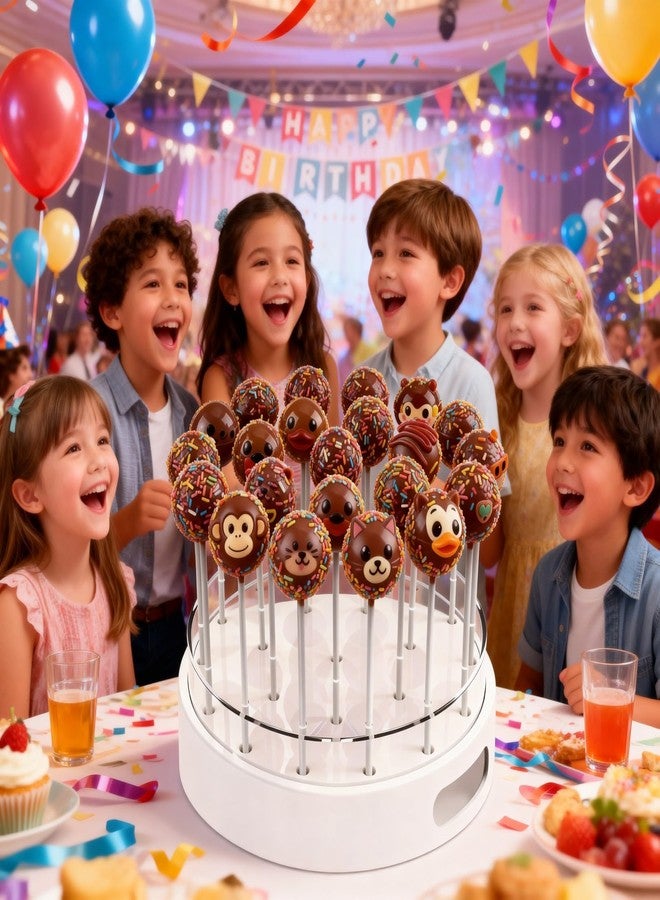 SOVQUEST Cake Pop Holder Double-Layer Round 22 Hole Durable Cake Pop Display Stand for Birthday, Baby Shower, Party Decor ABS and PC Material (2 Pack White - Image 2