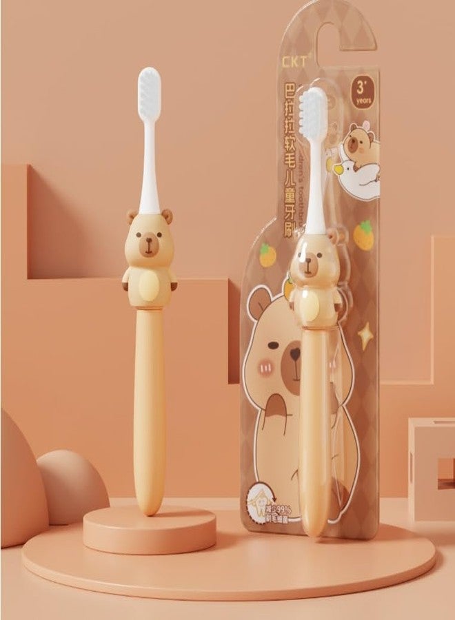 ZQBIEE Cartoon Character Soft Bristles Manual Toothbrush For Kids 3-12 Years Old with Anti-slip Rubberized Handle Design (Pack of 1 Brown Bear) - Image 2