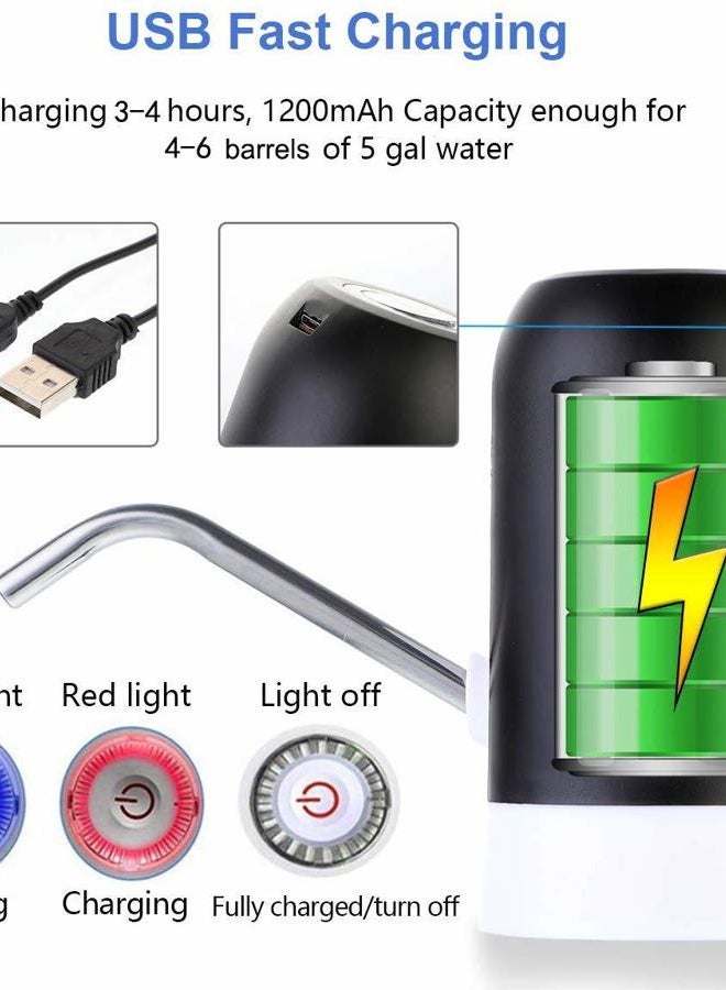 CHIVENIDO مضخة توزيع المياه اللاسلكية القابلة للشحن عبر USB من بلاك أوليف، للاستخدام الثقيل، بسعة تصل إلى 25 لتر زجاجة عالمية (متوسطة - أسود/أبيض) - Image 4