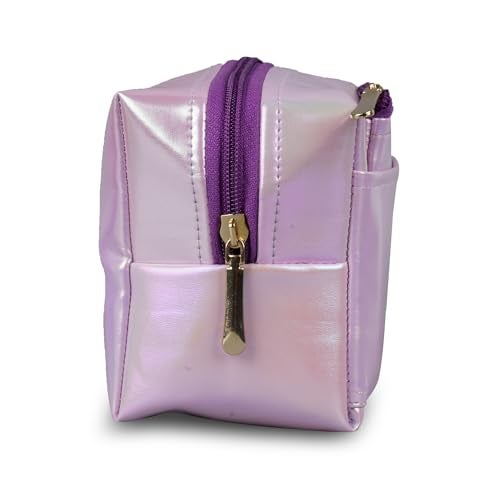 Shamax® Pouches, Makeup Organizer, Cosmetic Travel Organizer Pouch,Zipper Closure Portable Makeup Pouch, Stationery Bag for Students Girls Adults Office with Pockets, Toiletry Bag (Purple) Pack of 2 - Image 2