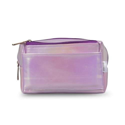 Shamax® Pouches, Makeup Organizer, Cosmetic Travel Organizer Pouch,Zipper Closure Portable Makeup Pouch, Stationery Bag for Students Girls Adults Office with Pockets, Toiletry Bag (Purple) Pack of 2 - Image 4