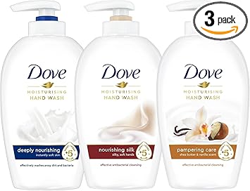 Dove حزمة غسول اليدين المرطب من دوف - تغذية عميقة ورعاية حريرية فاخرة - غسول يدين مرطب مضاد للبكتيريا مع مزيج مرطب 5x - 250 مل - عبوة من 3 - Image 1
