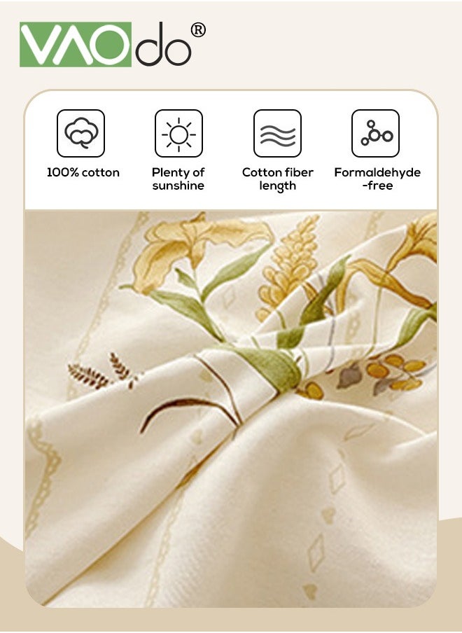 VAOdo 4PCS Bedding Set King Size 100% Cotton Comforter Set Skin-Friendly Breathable Duvet Cover Set 2.0M Bed 220*240CM  - Image 5