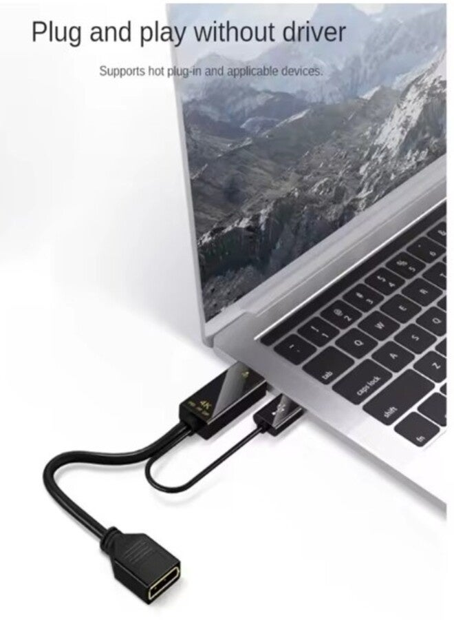 HDMI To Displayport Adapter 4k@60Hz, Male To Female Converter Cable HDMI To DP 1.2 With Usb Power For Monitor, Computer, PS4, High Speed, HD/M+USB2.0/M TO DP/F Compatible, 0.65FT, 25cm, Not Bidirectional - Image 3