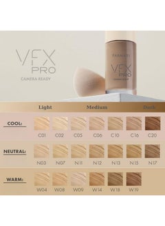 FARMASI FARMASi Vfx Pro Foundation, Full Coverage Liquid Cream, Lightweight Long Lasting Coverage, Breathable Skin Moisturizer with Color True Matte Blending, Face Makeup, 1 fl. oz / 30 ml - Cool Light 01  - Image 4