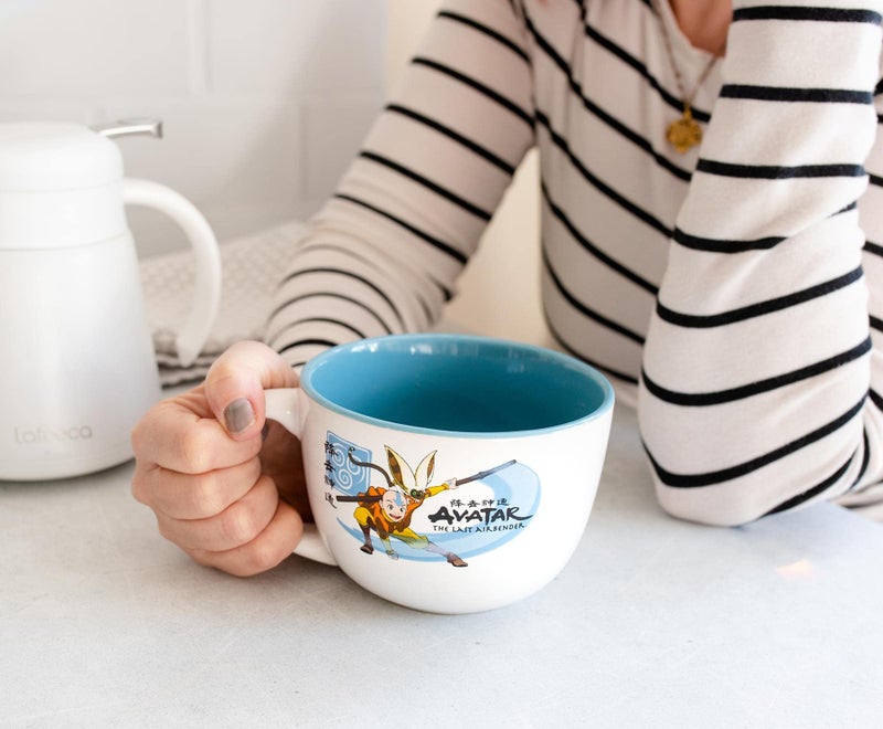 Silver Buffalo Avatar: The Last Airbender Aang and Momo Ceramic Soup Mug | Large Coffee Mugs and Cups, Home & Kitchen Essentials | Anime Manga Gifts And Collectibles | Holds 24 Ounces - Image 3