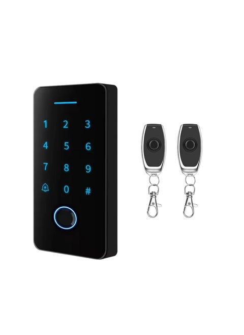 Navkar Systems Weatherproof Finger Card Pin Remote Mobile App Access Control Panel with 2 Remotes Can Operate Any Electronic Lock Using Finger Card Pin Remote Smart Life App
