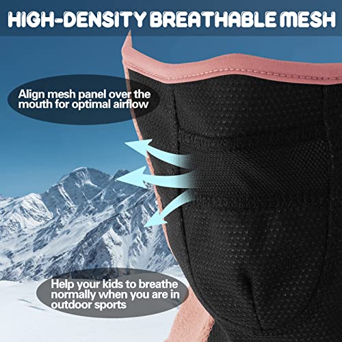 Oliumt Kids Balaclava Ski Mask Breathable Thermal Fleece Winter Face Mask for Boys Girls - Children Windproof Hat Neck Warmer with Helmet Liner Hood for Skiing Snowboarding Cycling Light Pink - Image 2