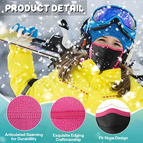 Oliumt Kids Balaclava Ski Mask Breathable Thermal Fleece Winter Face Mask for Boys Girls - Children Windproof Hat Neck Warmer with Helmet Liner Hood for Skiing Snowboarding Cycling Light Pink - Image 5