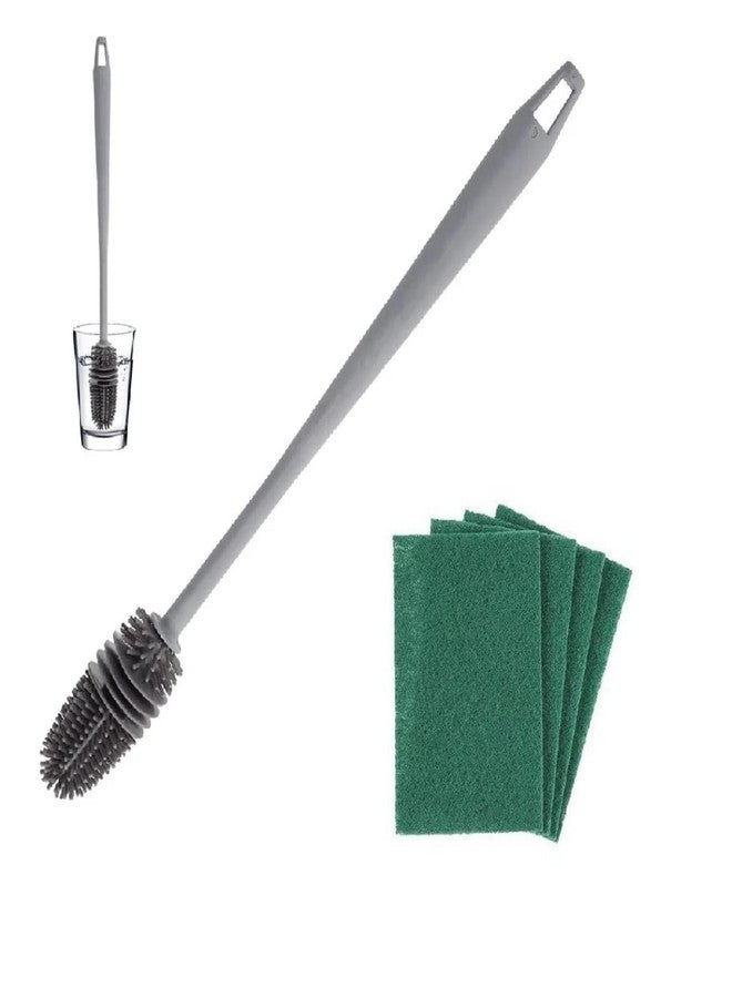 STAGER Silicone Bottle Brush & 4pcs Green Scrub for Cleaning Bottle, Glass & Utensils - (Combo Pack) - Image 1