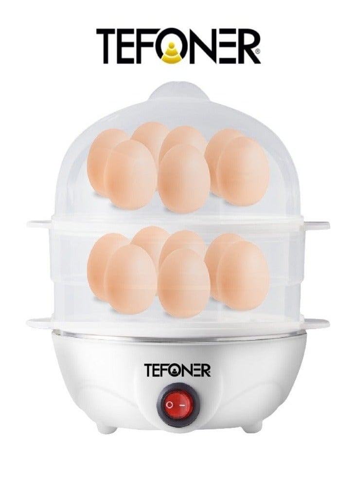 تيفونر غلاية بيض بالبخار الكهربائية يمكنها سلق ما يصل إلى 14 بيضة غلاية بيض متعددة الاستخدامات 350 وات مع مؤشر ضوئي تغلي البيض بسرعة في ما يصل إلى 15 دقيقة - Image 1