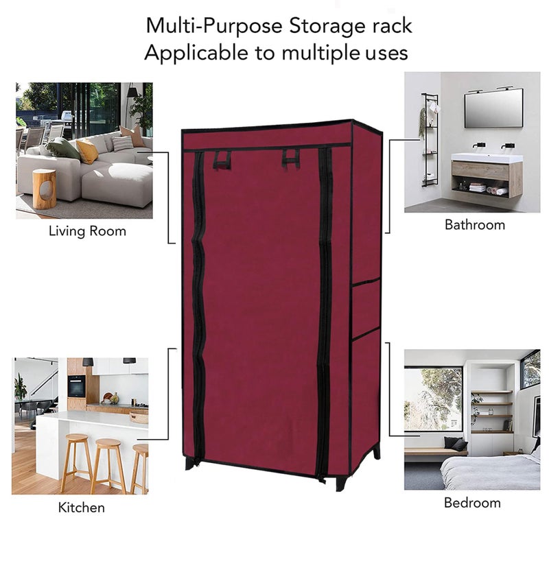 RAXON WORLD 6 Layer Maroon Space-Saver Collapsible Wardrobe: Maximize Your Space with Style - Image 5