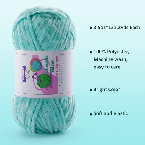 DAERBOF 4 Skeins Soft Chunky Chenille Yarn, Plush Velvet Yarn for Hand Knitting and Crocheting, Fluffy Yarn for Crochet Blankets, Scarves, Hats（4×3.5oz, 4×131.2yds） (Beige) - Image 2