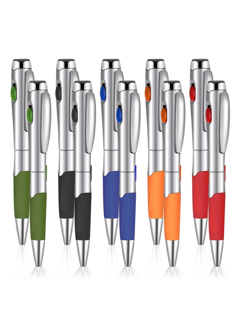 SYOSI LED Light Up Pens, 5 Colors 1.0 Black Ink Pens with Flashlight Ball Point Pens Twist Pens for Girls Boys Students Writing Signature Stationery Office School Class Present - Image 1
