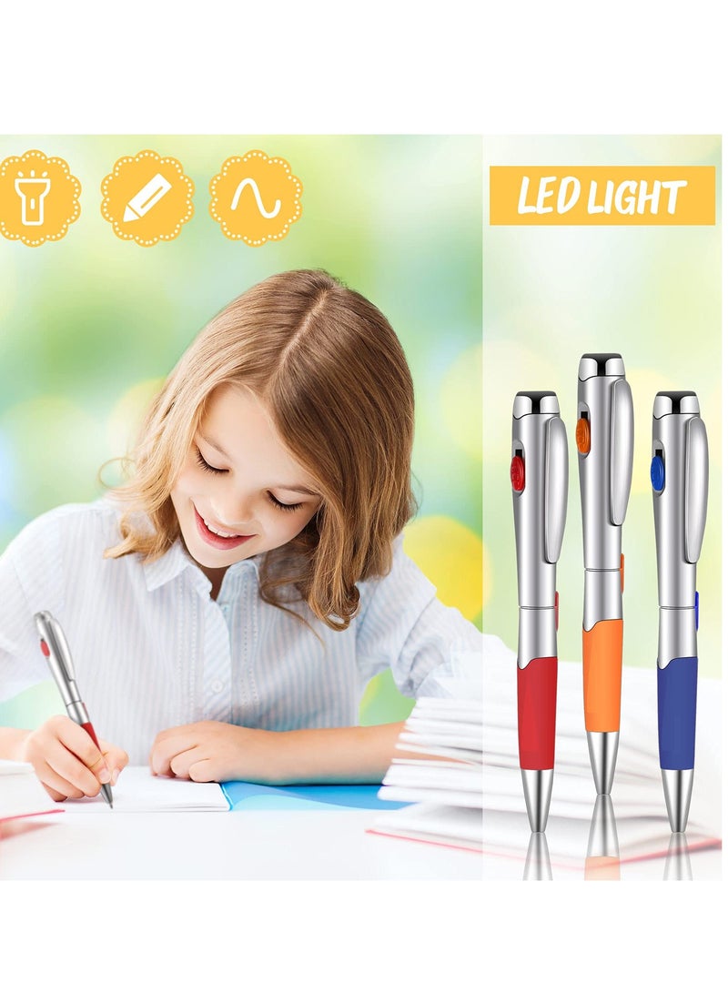 SYOSI LED Light Up Pens, 5 Colors 1.0 Black Ink Pens with Flashlight Ball Point Pens Twist Pens for Girls Boys Students Writing Signature Stationery Office School Class Present - Image 4