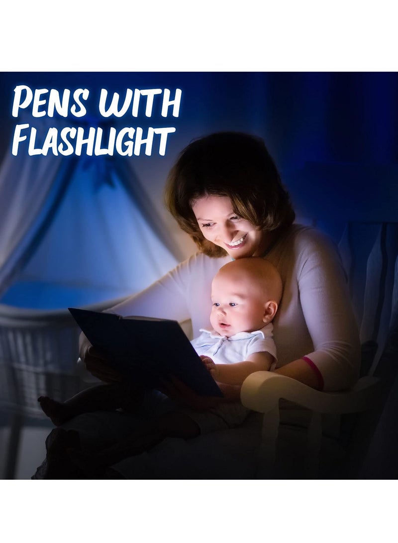 SYOSI LED Light Up Pens, 5 Colors 1.0 Black Ink Pens with Flashlight Ball Point Pens Twist Pens for Girls Boys Students Writing Signature Stationery Office School Class Present - Image 5