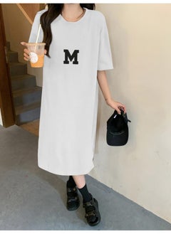 Summer New Large Size Women's Clothing Chubby Sister Loose Belly Covering Skinny Knee T-shirt Dress