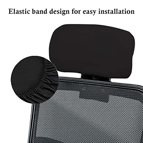 HOTKEI Black Polyester Office Chair Headrest Cover Elastic Removable Washable Stain Proof Computer Executive Rotating Chair Head Rest Slipcover Protector Covers for Office Chair - Image 4