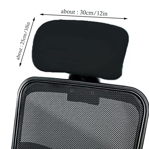 HOTKEI Black Polyester Office Chair Headrest Cover Elastic Removable Washable Stain Proof Computer Executive Rotating Chair Head Rest Slipcover Protector Covers for Office Chair - Image 3