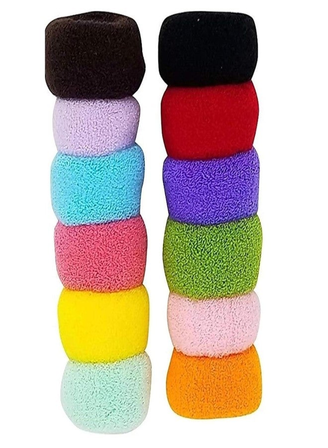 BVNM Colorful Collection: Set of 12 Pc Mixcolor Elastic Thick Cotton Stretch Hair Ties Bands Rubber Band - Image 1