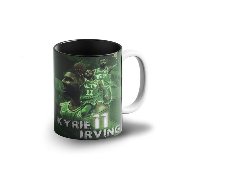 Prink Kyrie Irving 11 Inner Black Coffee Mug with Print Basketball Coffee Mugs Kyrie Printed Coffee Mug Boston Celtics Classic Mug Gift for Friends Kids 330mlMicrowave Dishwasher Safe - Image 1