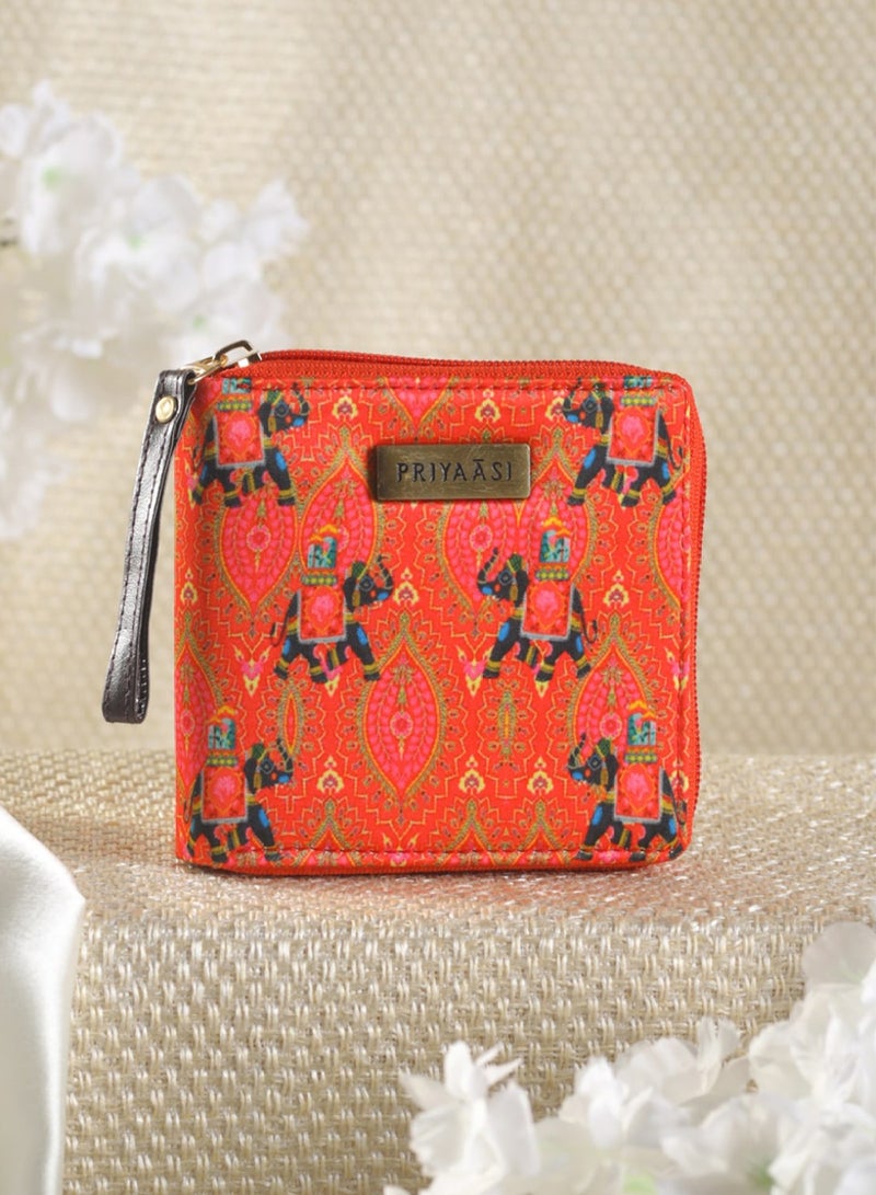 Priyaasi Women Red  Navy Blue Printed Zip Around Wallet with SIM Card Holder  - Image 1
