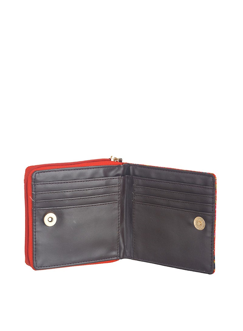 Priyaasi Women Red  Navy Blue Printed Zip Around Wallet with SIM Card Holder  - Image 4
