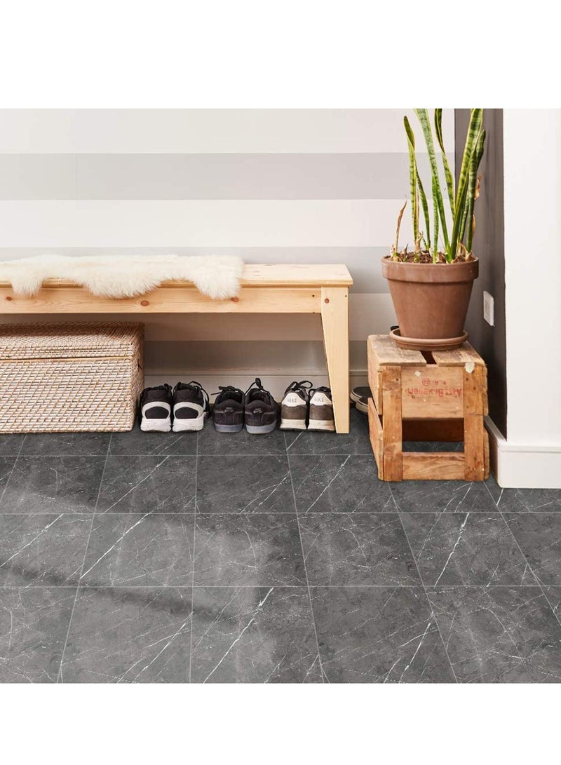 Tile Stickers Marble 12" x 12" Self Adhesive Wall Tiles Vinyl Flooring Peel and Stick Easy DIY Kitchen Bathroom Decorative Home Decor 8Pcs (Grey1) - Image 2