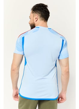 Adidas Men Slim Fit Short Sleeve Football Jersey, Blue  - Image 3