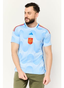 Adidas Men Slim Fit Short Sleeve Football Jersey, Blue  - Image 1