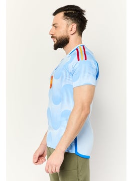 Adidas Men Slim Fit Short Sleeve Football Jersey, Blue  - Image 4