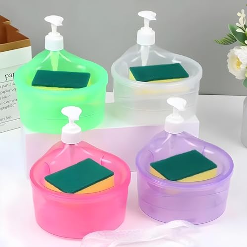 Oblivion Soap Dispenser – 2-in-1 Soap Pump Dispenser with Dish Sponge Holder, Multi-Functional Double Layer Liquid Organizer for Kitchen Sink Countertop and Plastic Bathroom Accessories (Pack of 1) - Image 2