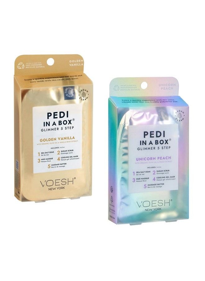 Voesh New York - Voesh Pedi In A Box Glimmer 2 Packs Variety Pack Pedi In A Box Spa Pedicure Kit Sparkly Pedicure Diy Pedi Foot Care Athome Pedi Products Vegan Skincare - Image 1
