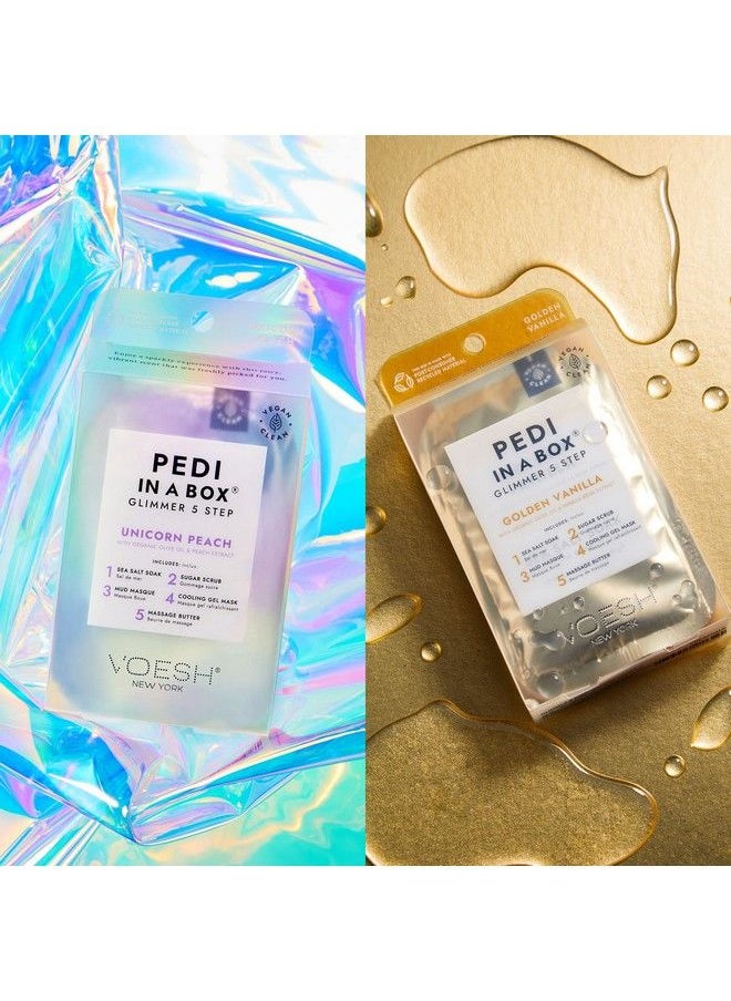 Voesh New York - Voesh Pedi In A Box Glimmer 2 Packs Variety Pack Pedi In A Box Spa Pedicure Kit Sparkly Pedicure Diy Pedi Foot Care Athome Pedi Products Vegan Skincare - Image 1