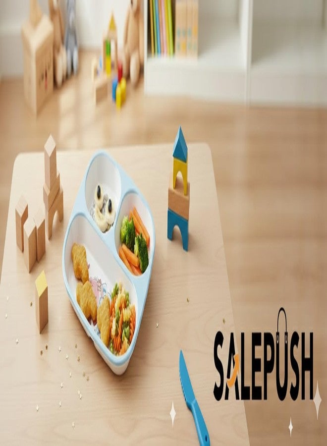 SALEPUSH Melamine Dinner Plate 3 Compartments Rectangular | Non-Breakable Meal Plate with 3 Sections | Partitioned Melamine Plate 24×21 cm (Blue) - Image 5