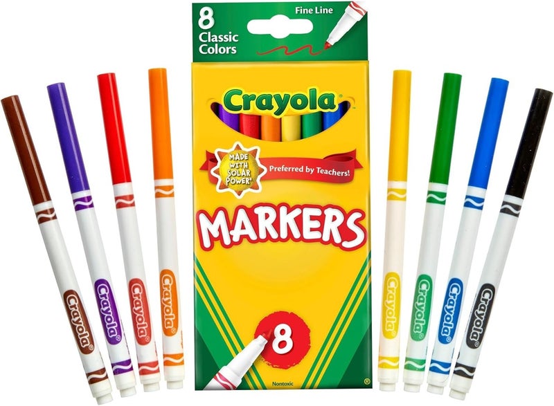 Crayola Original Marker Set, Fine Tip, Assorted Classic Colors, Set of 8 - Image 2