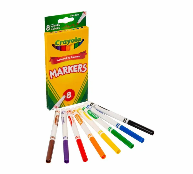 Crayola Crayola Original Marker Set, Fine Tip, Assorted Classic Colors, Set of 8