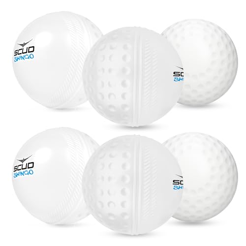 SCUD Swingo Wind Ball for Cricket, Specially Designed for Swing, Dual-Surface Half-Dimple & Half-Smooth Design, PVC | 72.39mm Diameter,105g (Pack of 6pc Balls, White) - Image 1