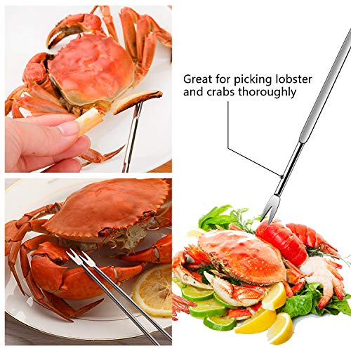 ZAUGONTW 10 Pcs Seafood Tools Set - Crab Lobster Crackers Stainless Steel Forks Opener Shellfish Lobster Crab Leg Sheller Seafood Scissors - Image 4