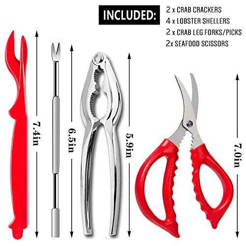 ZAUGONTW 10 Pcs Seafood Tools Set - Crab Lobster Crackers Stainless Steel Forks Opener Shellfish Lobster Crab Leg Sheller Seafood Scissors - Image 2
