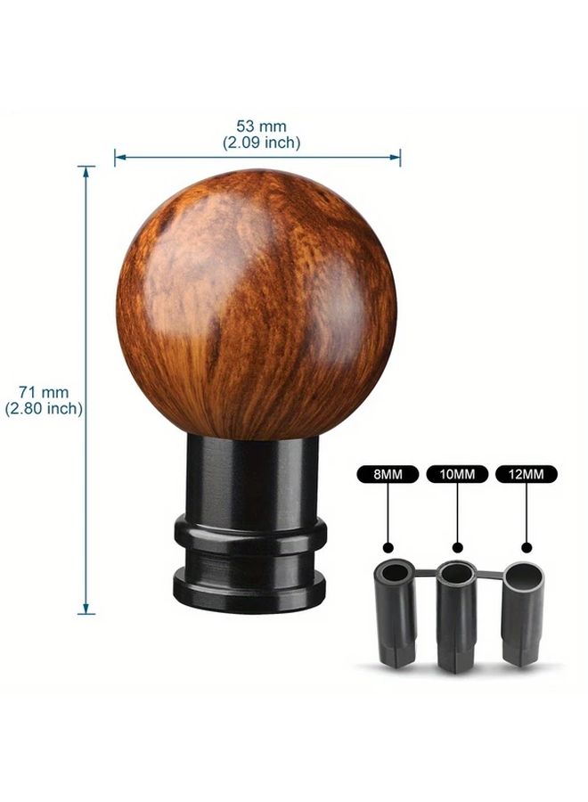 Brown Mahogany Wood Grain Aluminum Gear Shifter Knob Universal Manual Automatic - Image 2