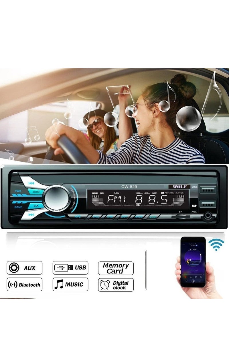 Wolf Bluetooth Car Cassette ( 2 USB, Memory Card, AUX ) - CW 829  - Image 2