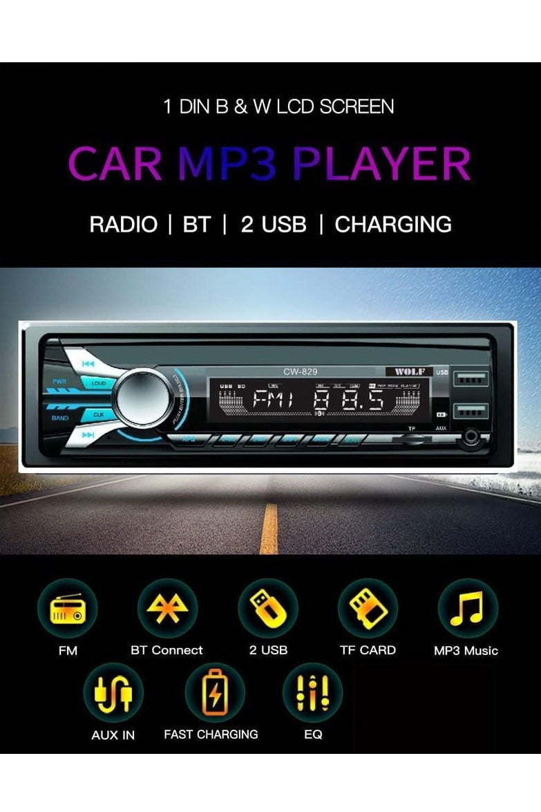 Wolf Bluetooth Car Cassette ( 2 USB, Memory Card, AUX ) - CW 829  - Image 5