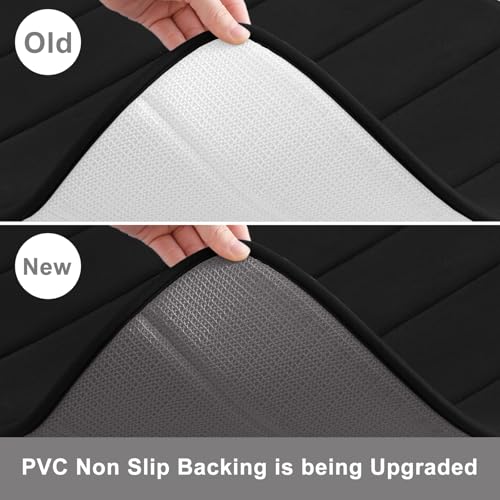 Buganda Memory Foam U-Shaped Contour Toilet Rugs, Non Slip Absorbent, Thick Soft Washable Bathroom Mat, Floor Carpet Bath Rugs Mat for Toilet Base (24" x 20", Black) - Image 4