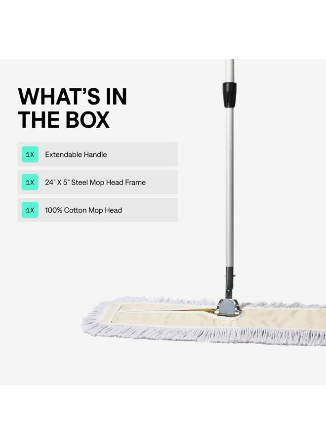 Tidy Tools Industrial Strength Cotton Dust Mop with Extendable Metal Telescopic Handle and Frame (24 X 5 Inch) - Image 2