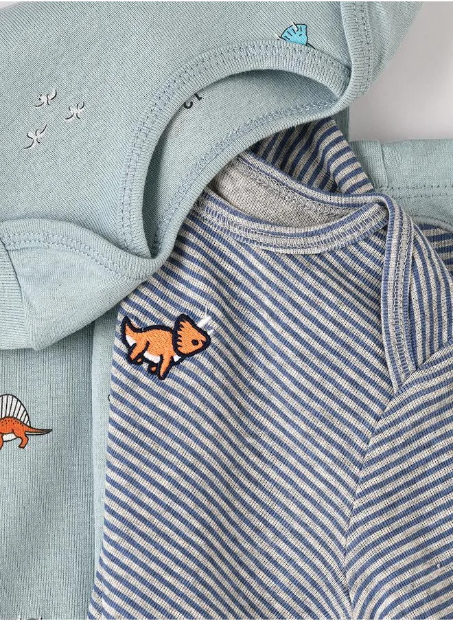 babyqlo Dino Adventure 3-Piece Baby Bodysuit Set