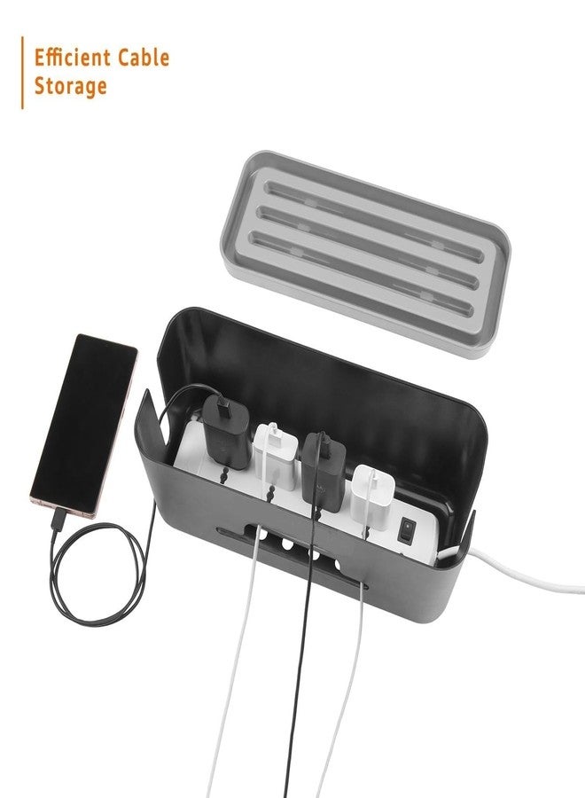 AMIRATE Cable Management Box with Mobile Stand | Power Strip and Cord Organizer Box for Wire Cable Plug and Surge Protector Storage Use (Black) - Image 4