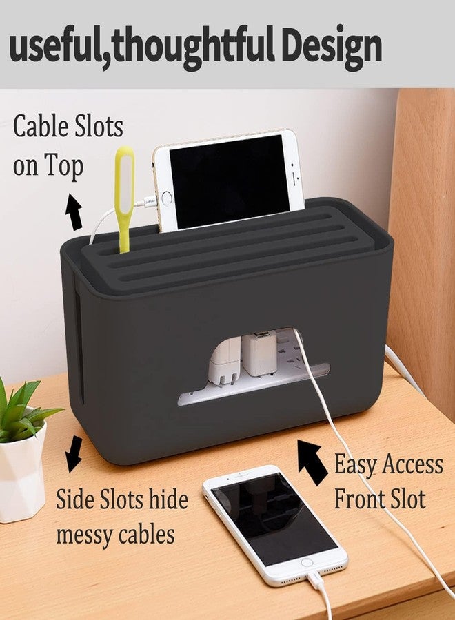 AMIRATE Cable Management Box with Mobile Stand | Power Strip and Cord Organizer Box for Wire Cable Plug and Surge Protector Storage Use (Black) - Image 3