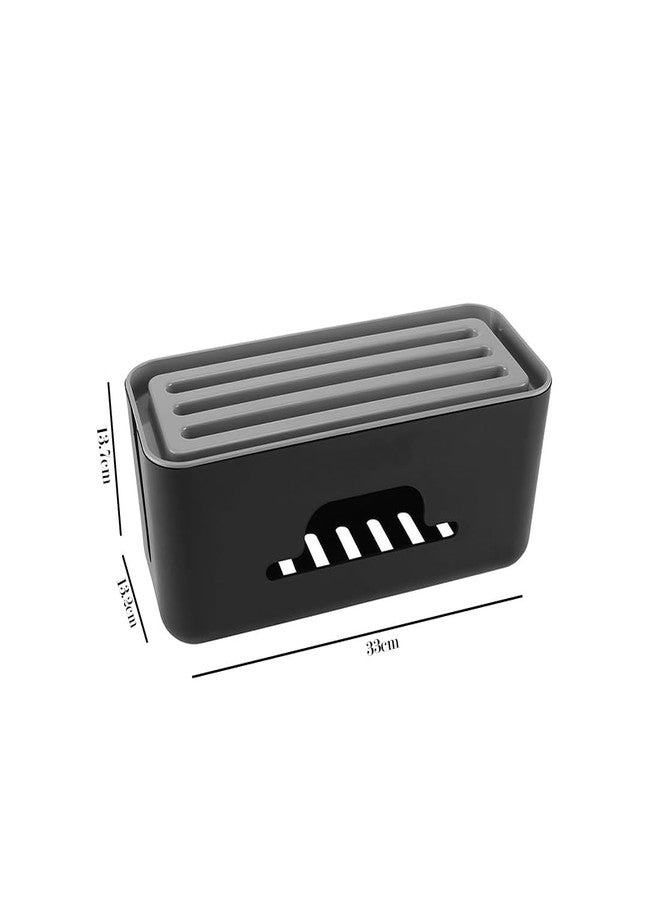 AMIRATE Cable Management Box with Mobile Stand | Power Strip and Cord Organizer Box for Wire Cable Plug and Surge Protector Storage Use (Black) - Image 2